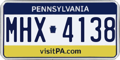 PA license plate MHX4138
