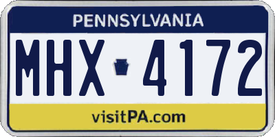 PA license plate MHX4172