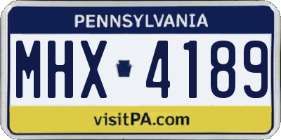 PA license plate MHX4189