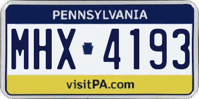 PA license plate MHX4193