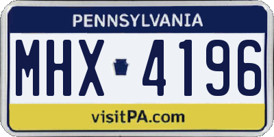 PA license plate MHX4196