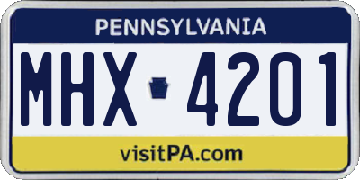 PA license plate MHX4201