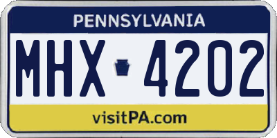 PA license plate MHX4202