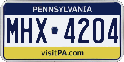PA license plate MHX4204