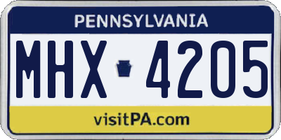 PA license plate MHX4205