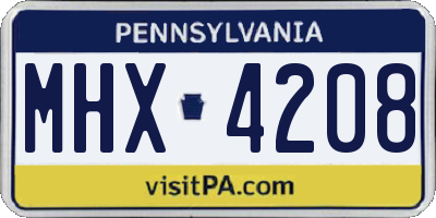 PA license plate MHX4208