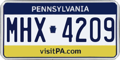 PA license plate MHX4209