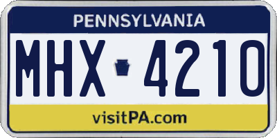 PA license plate MHX4210