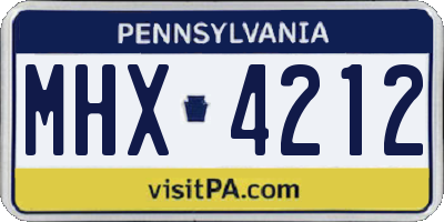 PA license plate MHX4212