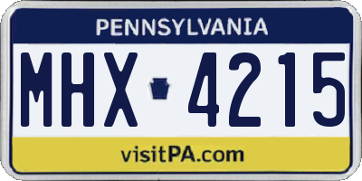 PA license plate MHX4215