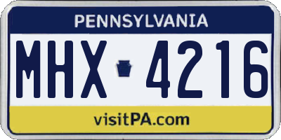 PA license plate MHX4216