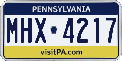 PA license plate MHX4217