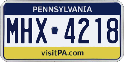 PA license plate MHX4218