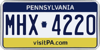 PA license plate MHX4220