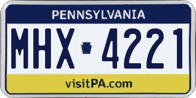 PA license plate MHX4221