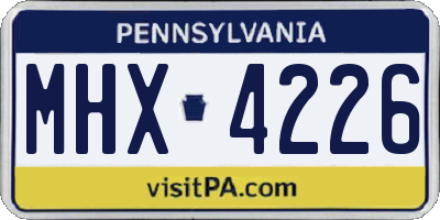 PA license plate MHX4226