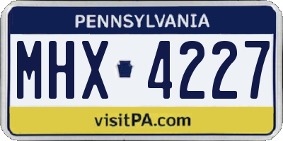 PA license plate MHX4227