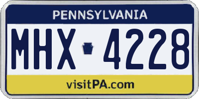 PA license plate MHX4228