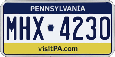 PA license plate MHX4230