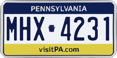 PA license plate MHX4231