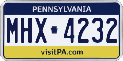 PA license plate MHX4232