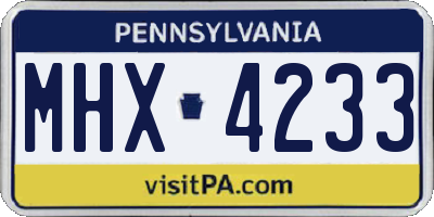 PA license plate MHX4233