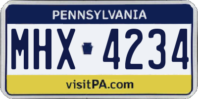 PA license plate MHX4234