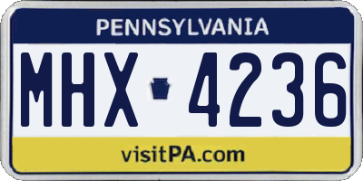 PA license plate MHX4236