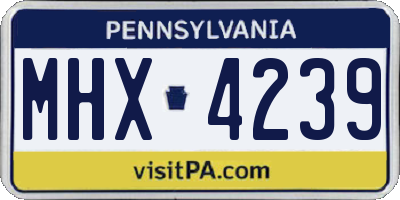 PA license plate MHX4239