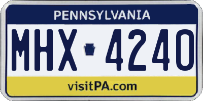 PA license plate MHX4240