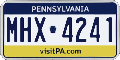 PA license plate MHX4241