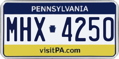 PA license plate MHX4250