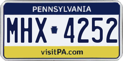 PA license plate MHX4252