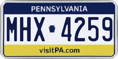 PA license plate MHX4259