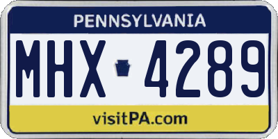 PA license plate MHX4289