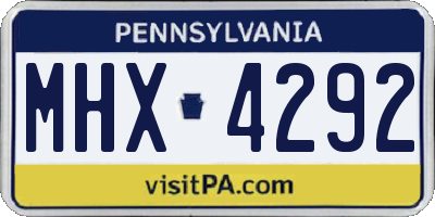 PA license plate MHX4292