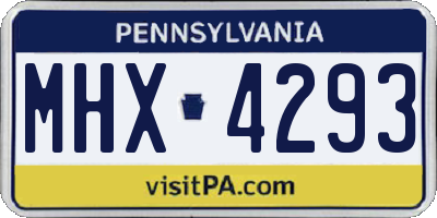 PA license plate MHX4293