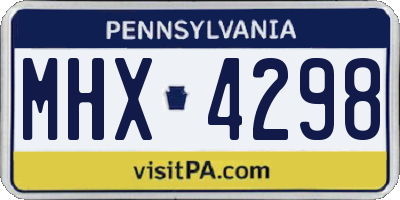 PA license plate MHX4298