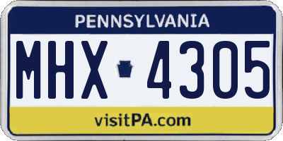 PA license plate MHX4305
