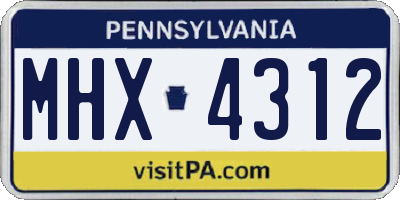PA license plate MHX4312