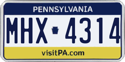 PA license plate MHX4314