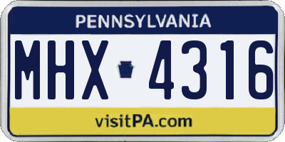 PA license plate MHX4316