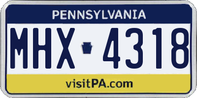 PA license plate MHX4318
