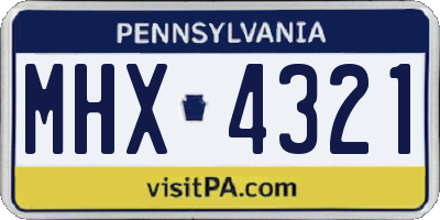 PA license plate MHX4321