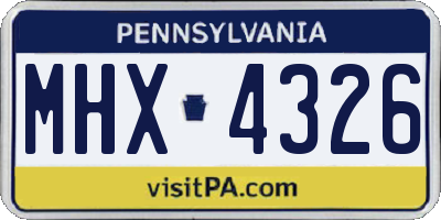 PA license plate MHX4326
