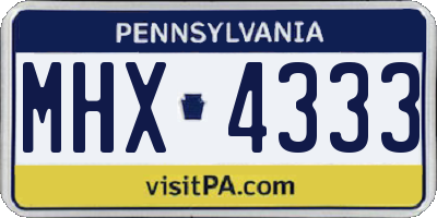 PA license plate MHX4333