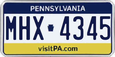 PA license plate MHX4345