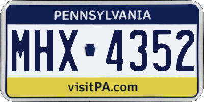 PA license plate MHX4352