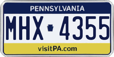 PA license plate MHX4355