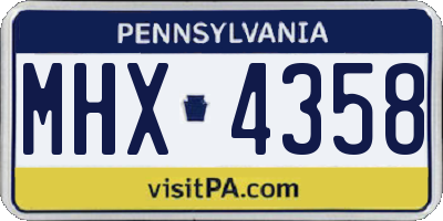 PA license plate MHX4358